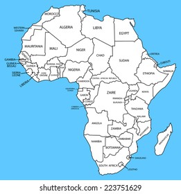 africa map on a blue background