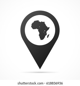 Africa Map on location pin. Map pointer isolated on a white background.
Conceptual vector illustration.
