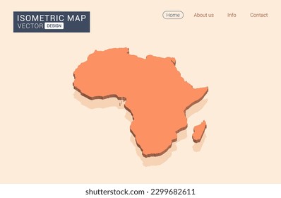 África mapea el naranja con vector isométrico.