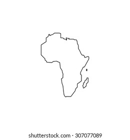 Africa Map. Outline Black Simple Vector Pictogram
