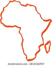 Africa Map Outline Crayon Chalk Drawing Vector