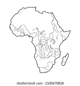 Africa map outline graphic freehand drawing on white background. Vector illustration.