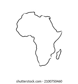 Africa map outline graphic freehand drawing on white background. Vector illustration.