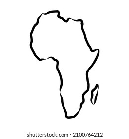 Africa map outline graphic freehand drawing on white background. Vector illustration.