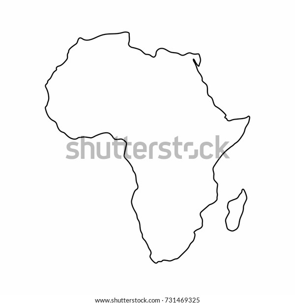 Africa map outline graphic freehand drawing\
on white background. Vector\
illustration.