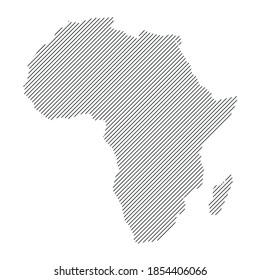 Mapa africano del patrón de líneas paralelas inclinadas negras. Ilustración vectorial.