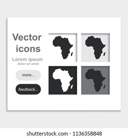 Africa map placed on web page template flat vector icon.
