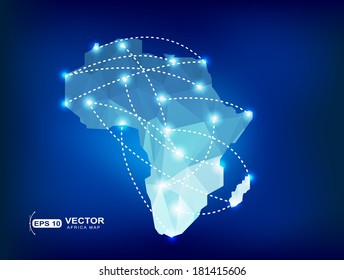 Africa Map Polygonal With Spot Lights Places