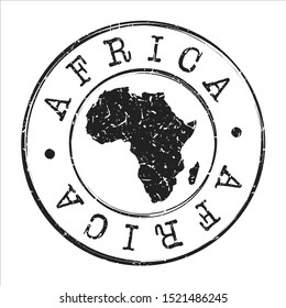 Africa Map Postmark. Silhouette Postal Passport. Stamp Round Vector Icon. Vintage Postage Design.