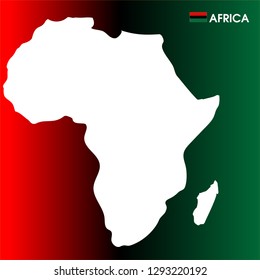 africa map in RED BLOCK GREEN mixed background  and africa flag and text on AFRICA 