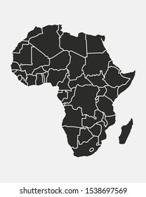 Africa map with regions isolated on a white background. Africa map background. Vector illustration