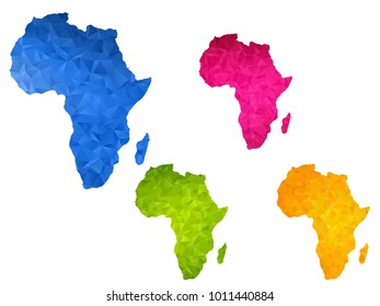 Africa map - Set of geometric rumpled triangular low poly style gradient graphic background , polygonal design for your ,Vector eps 10.