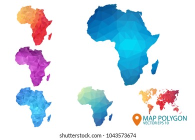 Africa Map - Set of geometric rumpled triangular low poly style gradient graphic background , Map world polygonal design for your . Vector illustration eps 10.