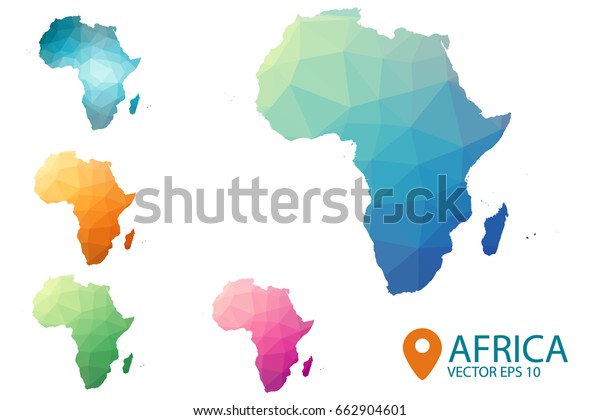 Africa Map Set Geometric Rumpled Triangular Stock Vector Royalty Free