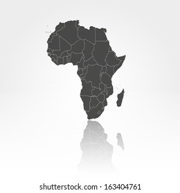 Africa map with the shadow background vector