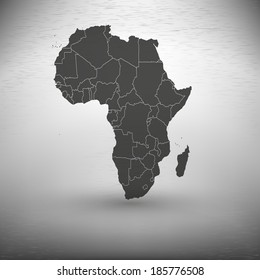 Africa map with the shadow on the gray background vector