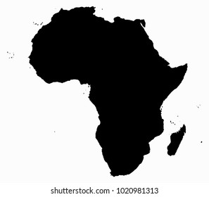 An Africa map silhouette isolated on a white background