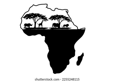 Africa map silhouette sign design