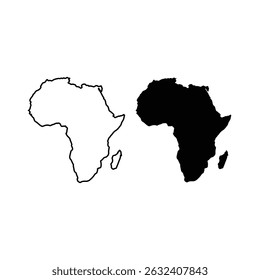 Africa map silhouette vector flat illustration design. African map outline.