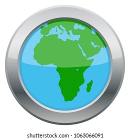 An Africa map silver icon isolated on a white background