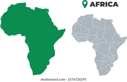 Africa map simple flat outline vector set