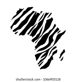 Africa map with striped zebra pattern