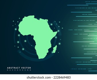 Africa map of technology green futuristic Background vector.