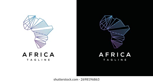 Plantilla de diseño de logotipo de tecnología de mapas de África. icono de logotipo de diseño geométrico africano de tecnología digital