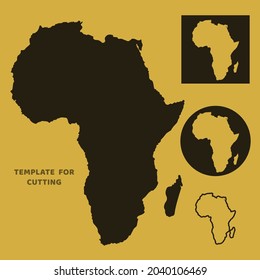 Afrikanische Karte Vorlage für Laserschneiden, Holzschnitzerei, Papierschnitt. Silhouetten zum Schneiden. Afrika Karte, Vektorschablone.
