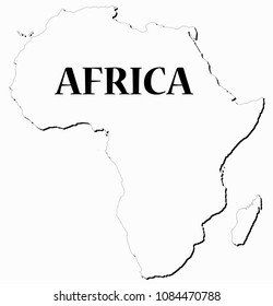 An Africa map with text and shadow isolated on a white background