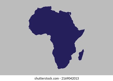 Mapa de África vector, color azul, aislado en fondo gris