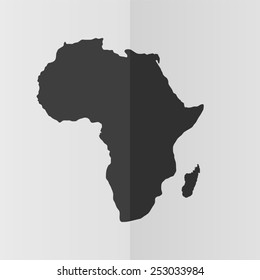 Africa map vector icon. Effect of folded paper. Flat design