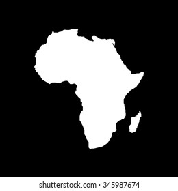 Africa map vector icon isolated on black