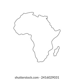 Africa map vector outline, Easy and smooth style. 