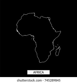 Africa map vector outline illustration in black background