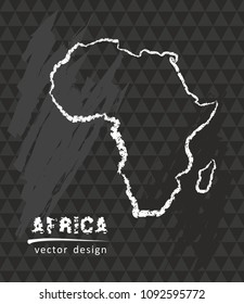 Africa map, vector pen drawing on black background