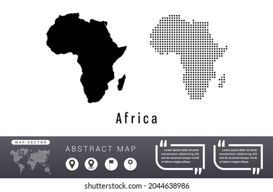 Africa map vector set halftone dots black.