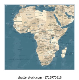 Africa Map - Vintage Detailed Vector Illustration