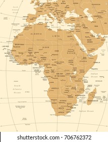 Africa Map - Vintage Detailed Vector Illustration