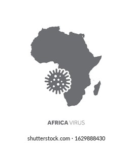 Africa map with a virus microbe. Illness and disease outbreak