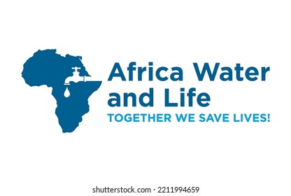 Africa map with water logo design illustration, vector template