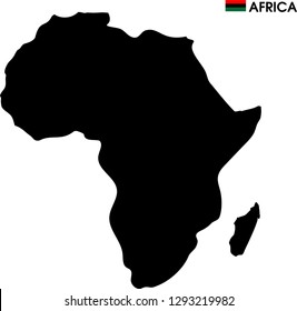 africa map in white background  and red,block,green  africa flag and text on AFRICA 