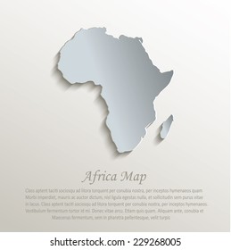 Africa map white blue card paper 3D vector