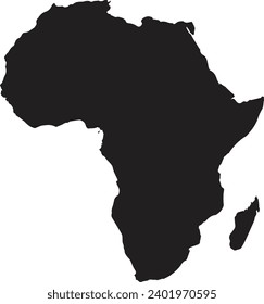 Africa map with wild animals, trees and sun, vector illustration	