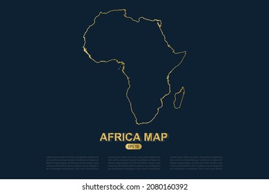 Africa Map - World Map International vector template with thin gold outline graphic sketch style isolated on dark background for card design, infographic, poster, banner - Vector illustration eps 10
