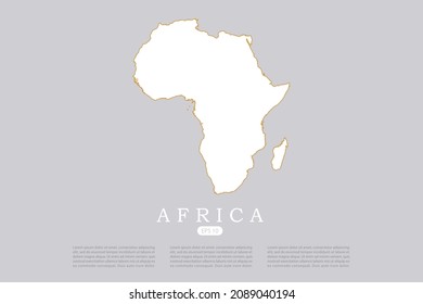 Africa Map - World Map International vector template with white color and thin gold outline graphic sketch style isolated on grey background for infographic - Vector illustration eps 10