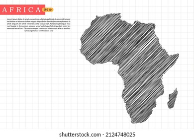 Africa Map - World Map International vector template with black outline graphic sketch and old school style isolated on white grid background - Vector illustration eps 10