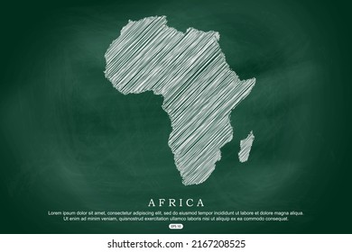 Africa Map - World Map International vector template with white outline graphic sketch and old school style  isolated on Green Chalkboard background - Vector illustration eps 10