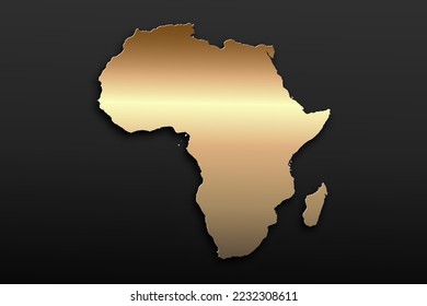 Afrikanische Karte - Weltkarte Internationale Vektorvorlage mit 3D, goldener Luxus-Stil einschließlich Schatten auf schwarzem Hintergrund für Design, Bildung, Website, Infografik - Vektorgrafik eps10