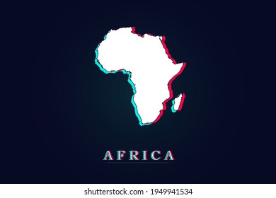 Africa Map - World map vector template with Unique Design Abstract Digital Glitch and 3d  including blue, red and white color isolated on dark background - Vector illustration eps 10